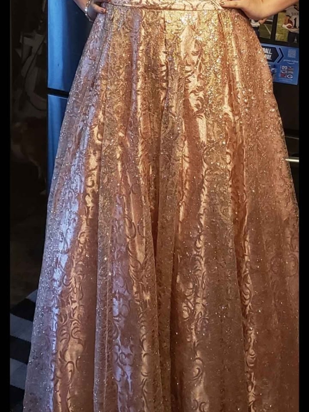 Sparkling Rose Gold Evening Gown - Women Dresses